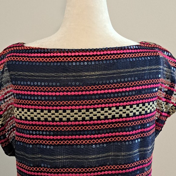 Trina Turk Breene Multi Color Sequin Stripe Shift Dress Size 4 NWT - Picture 4 of 8